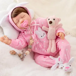 Lifelike Reborn Baby Dolls, Realistic Newborn Dolls Girl 22 Inches, Real Life Doll with Cloth Body and Feeding Toy for Kids Age 3  
