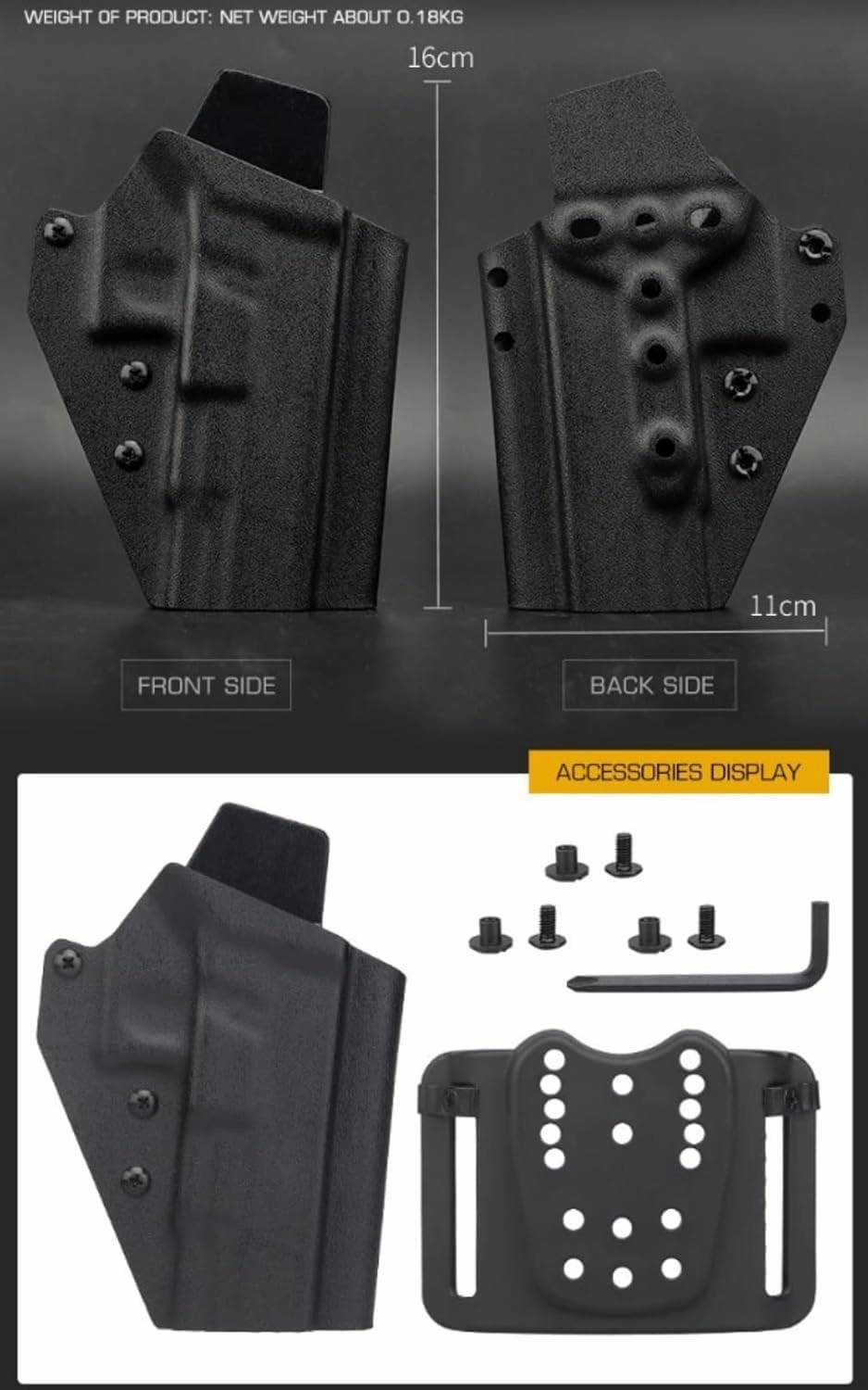 Lightweight K.ydex Tactical Pistol Gun Holster for G1ock 43 43X Hunting Airsoft Quick Draw Belt Waist Holster