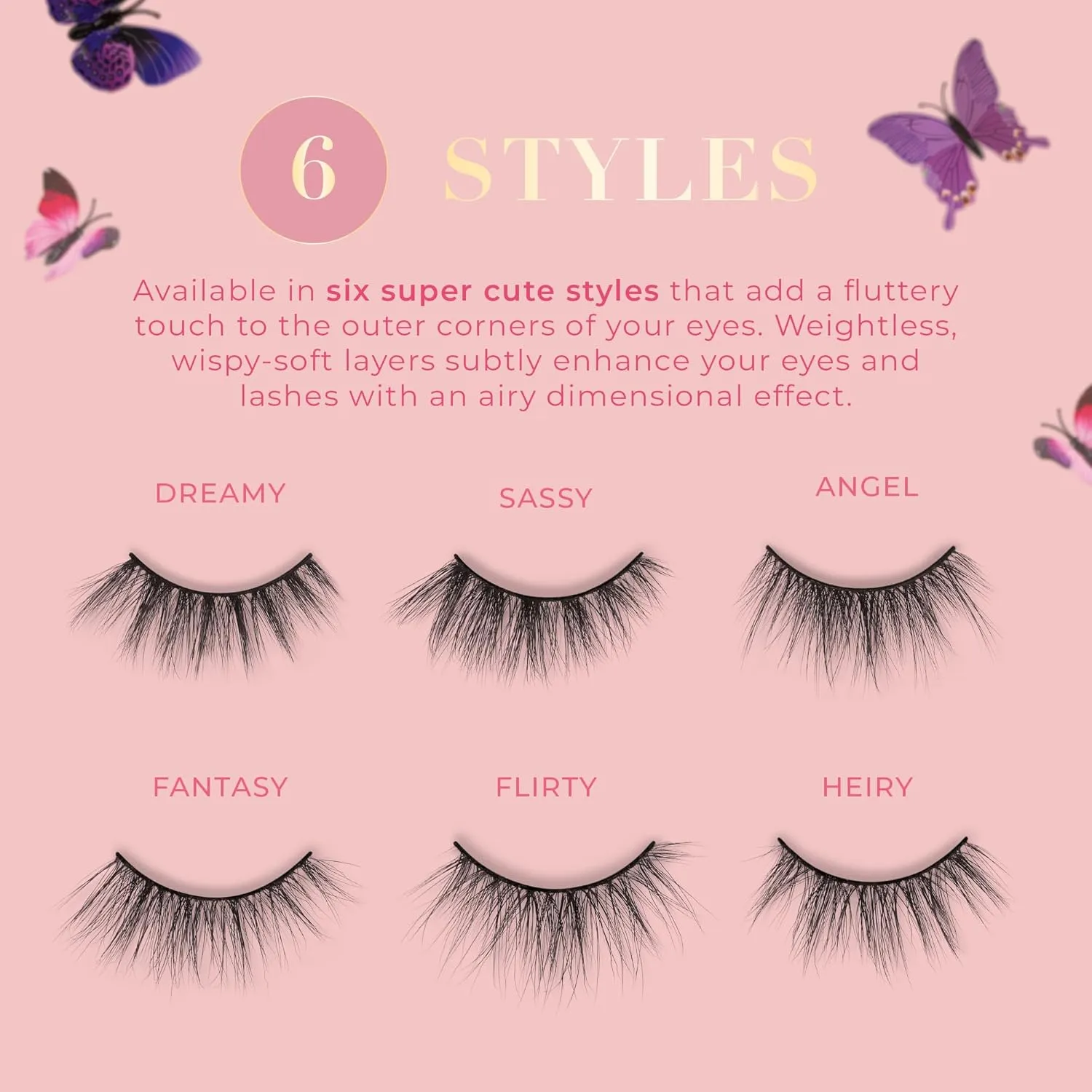 Lilly Lashes Butterfl'eyes Faux Mink Lashes, Half Lashes Natural Look & Feel, False & Reusable Eyelashes 20x, No Trimming   Easy to Apply, Round Style, Lash Glue not Included, 13mm (Heiry)