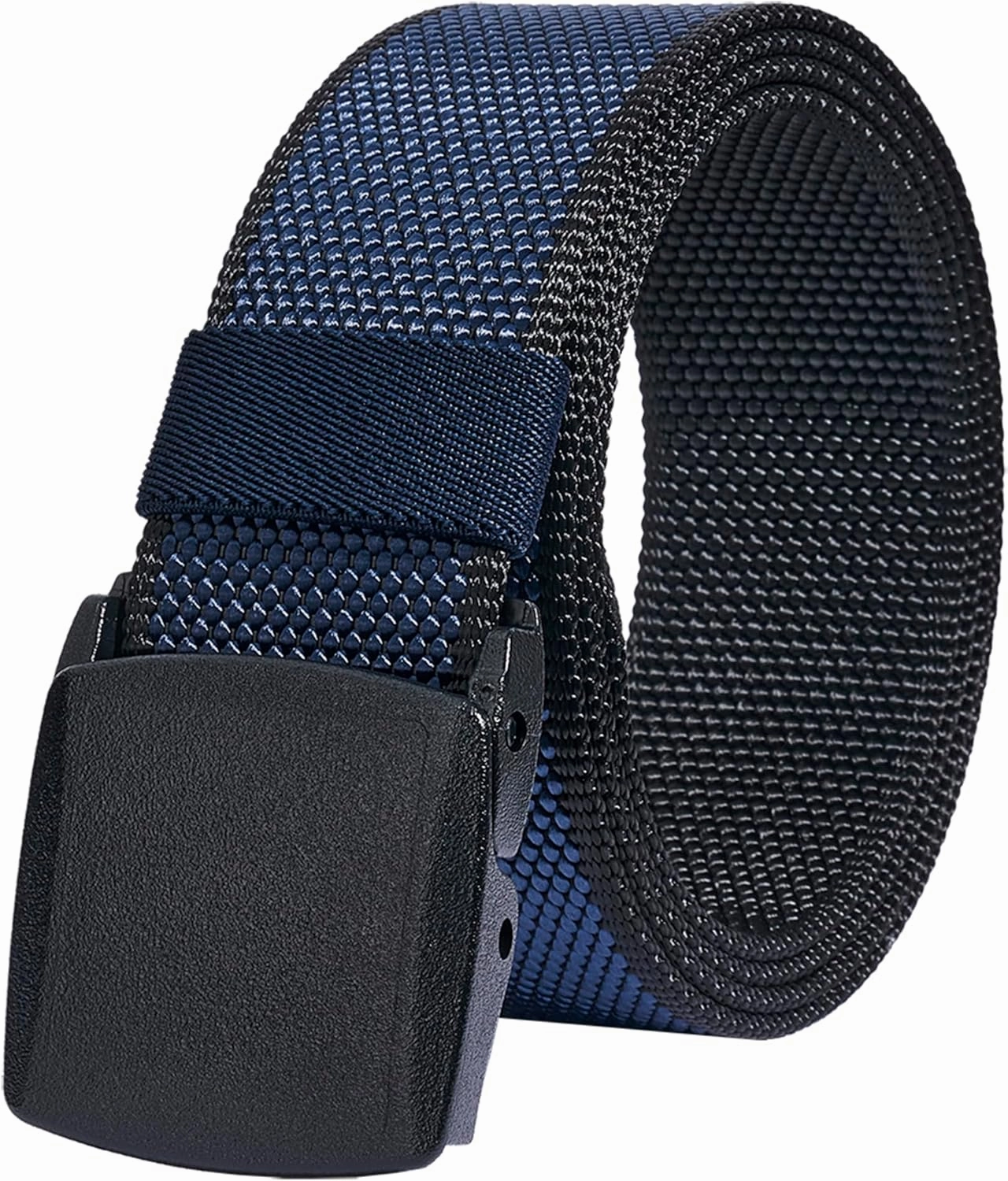 LionVII Mens Casual Belts Web - 2 Colors in 1 Reversible with YKK Plastic Buckle - Adjustable Trim to Fit 27-49" Waist