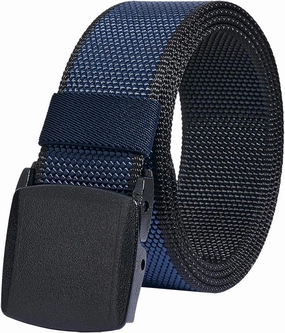 LionVII Mens Casual Belts Web - 2 Colors in 1 Reversible with YKK Plastic Buckle - Adjustable Trim to Fit 27-49" Waist