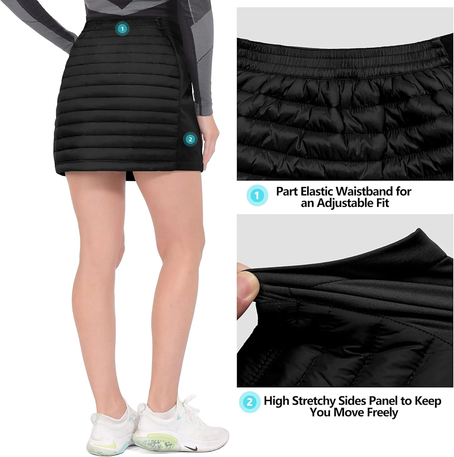 Little Donkey Andy Women's Lightweight Puffer Sport Skorts Warm Quilted Skirt Outdoors Hiking Running