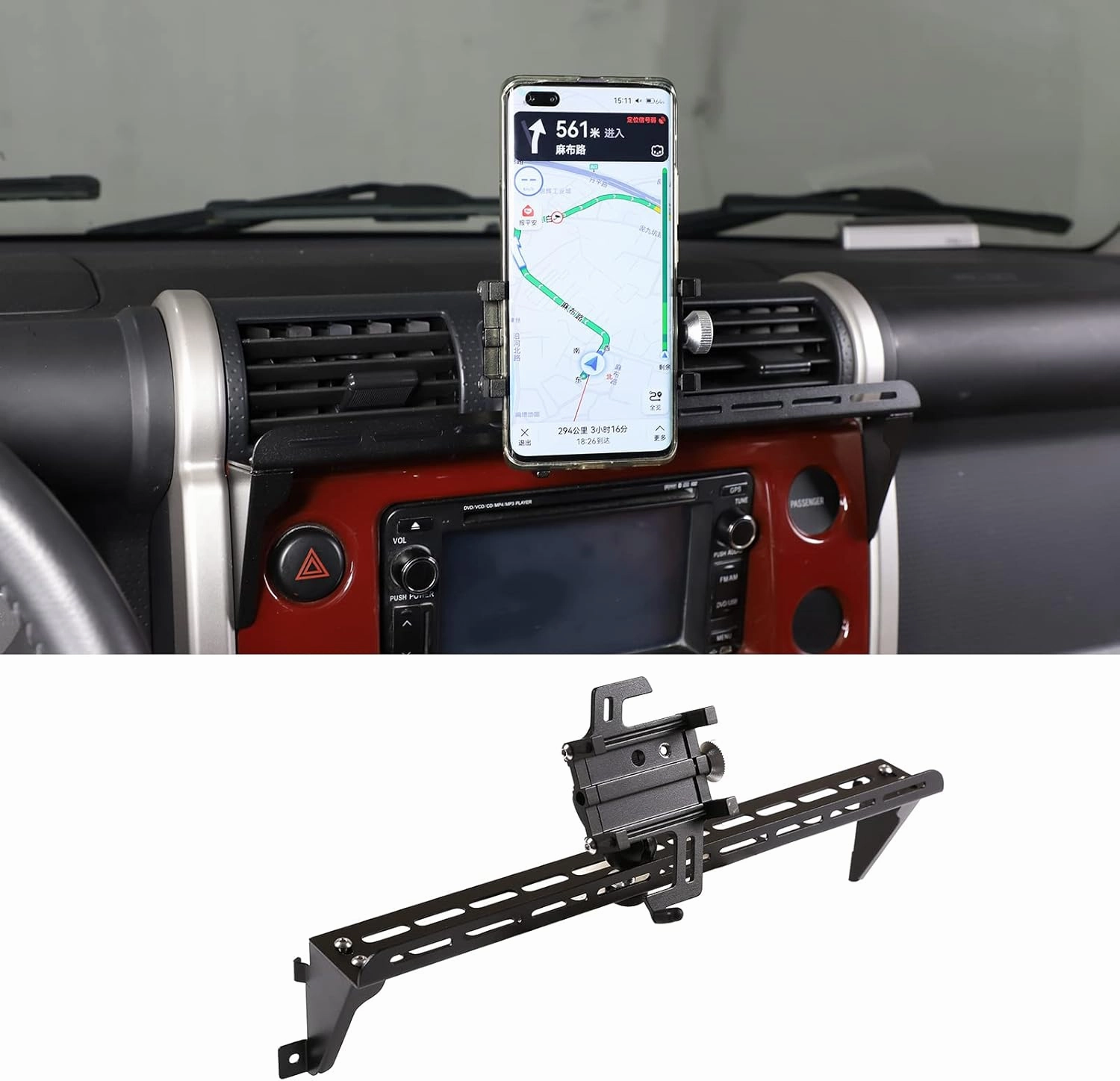 LLKUANG Car Instrument Panel Track Mobile Phone Holder Trim for Toyota FJ Cruiser 2007-2021 Central Control Air Vent Multifunctional Mobile Phone Holder (Style 1)