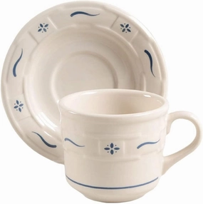 Longaberger Pottery Woven Traditions Cup/Saucer Set, Blue