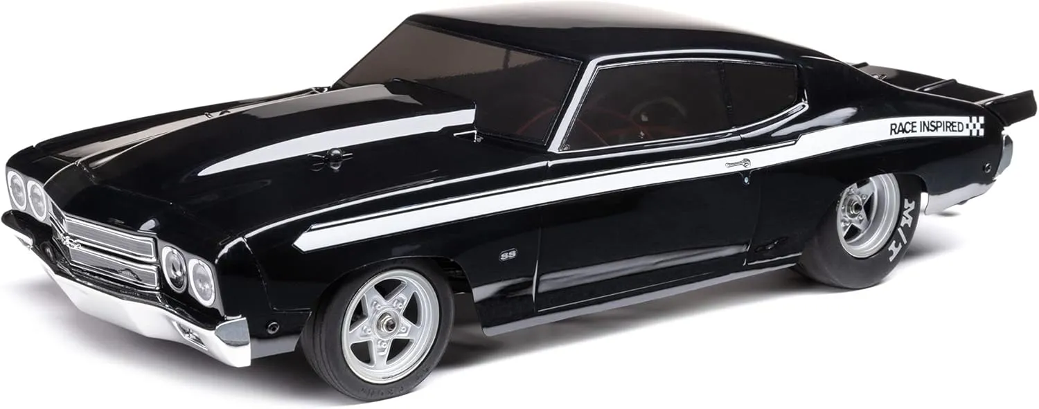 Losi RC Car 1/16 1970 Chevelle 2 Wheel Drive Mini No Prep Drag Car RTR Includes Everything Needed no Other purchases Required Black LOS01023T2