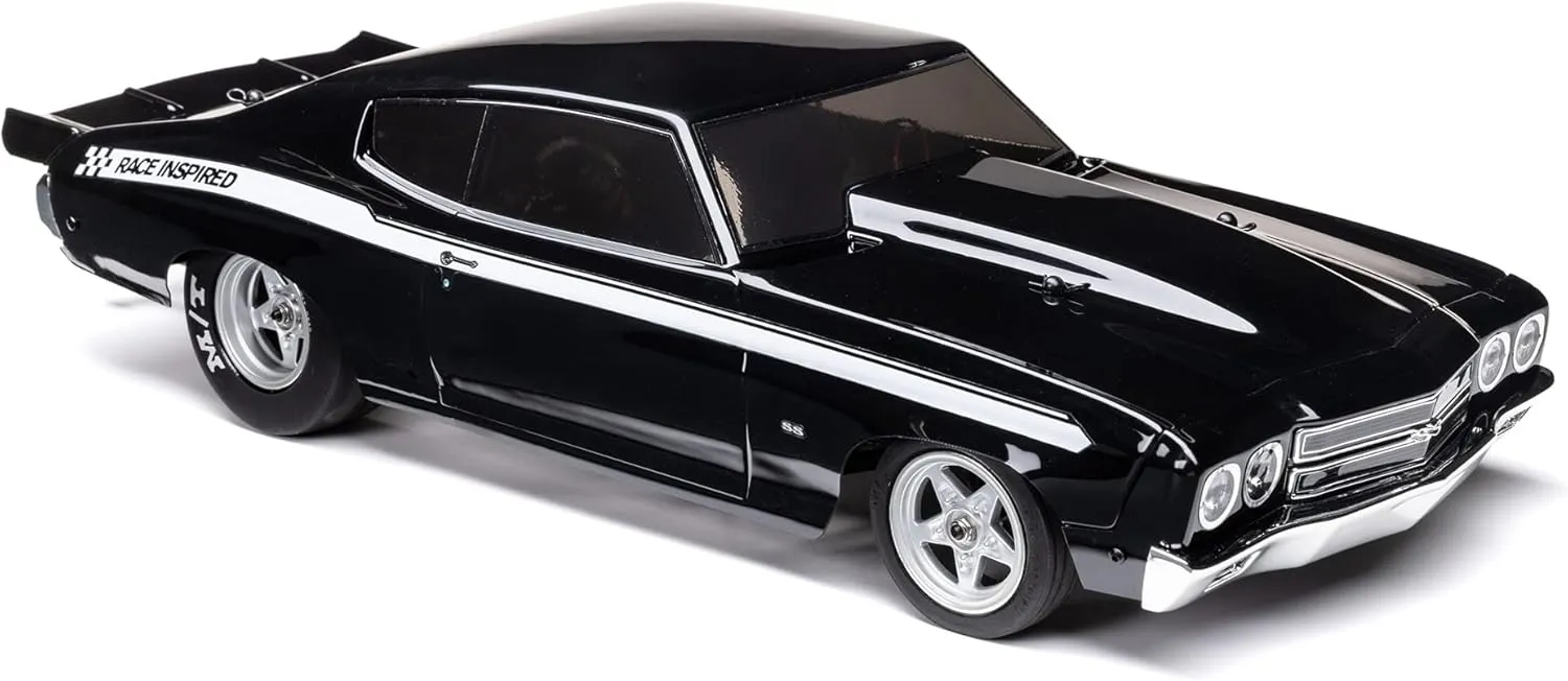 Losi RC Car 1/16 1970 Chevelle 2 Wheel Drive Mini No Prep Drag Car RTR Includes Everything Needed no Other purchases Required Black LOS01023T2