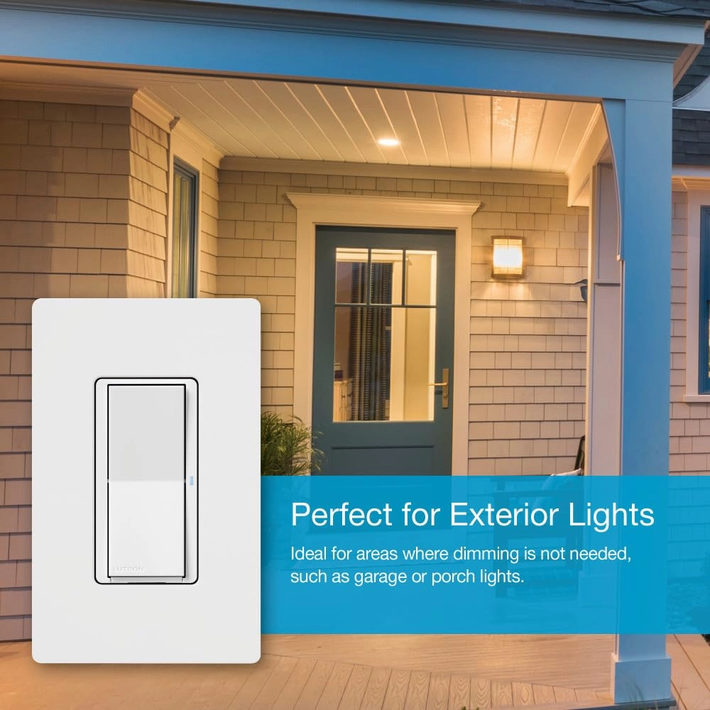 Lutron Claro Smart Switch for Caseta Smart Lighting (Lutron Smart Hub Required), for LED Lights and Fans, 5 Amp, Single-Pole/3-Way, Neutral Required, DVRF-5NS-IV, Ivory