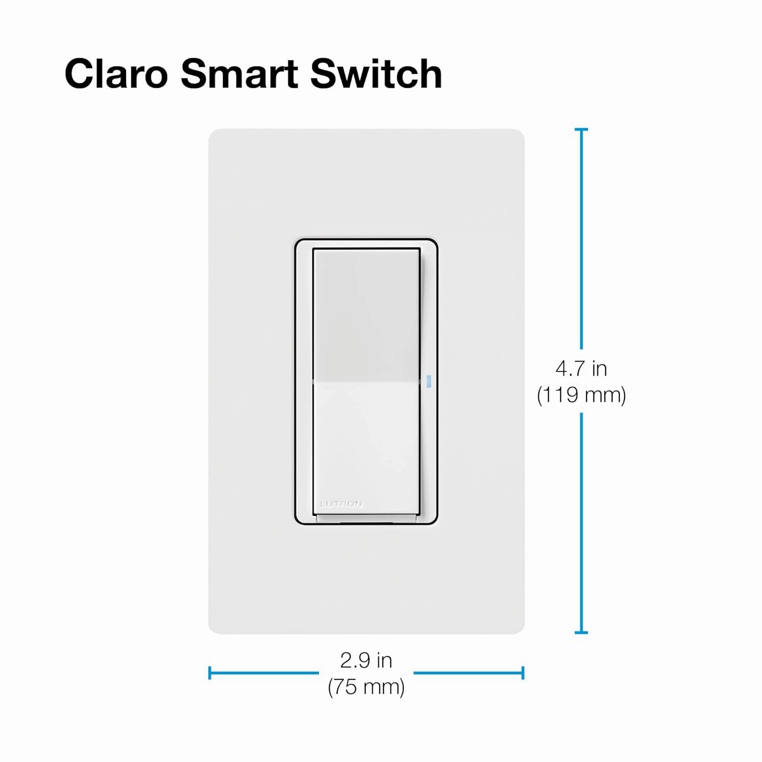 Lutron Claro Smart Switch for Caseta Smart Lighting (Lutron Smart Hub Required), for LED Lights and Fans, 5 Amp, Single-Pole/3-Way, Neutral Required, DVRF-5NS-IV, Ivory