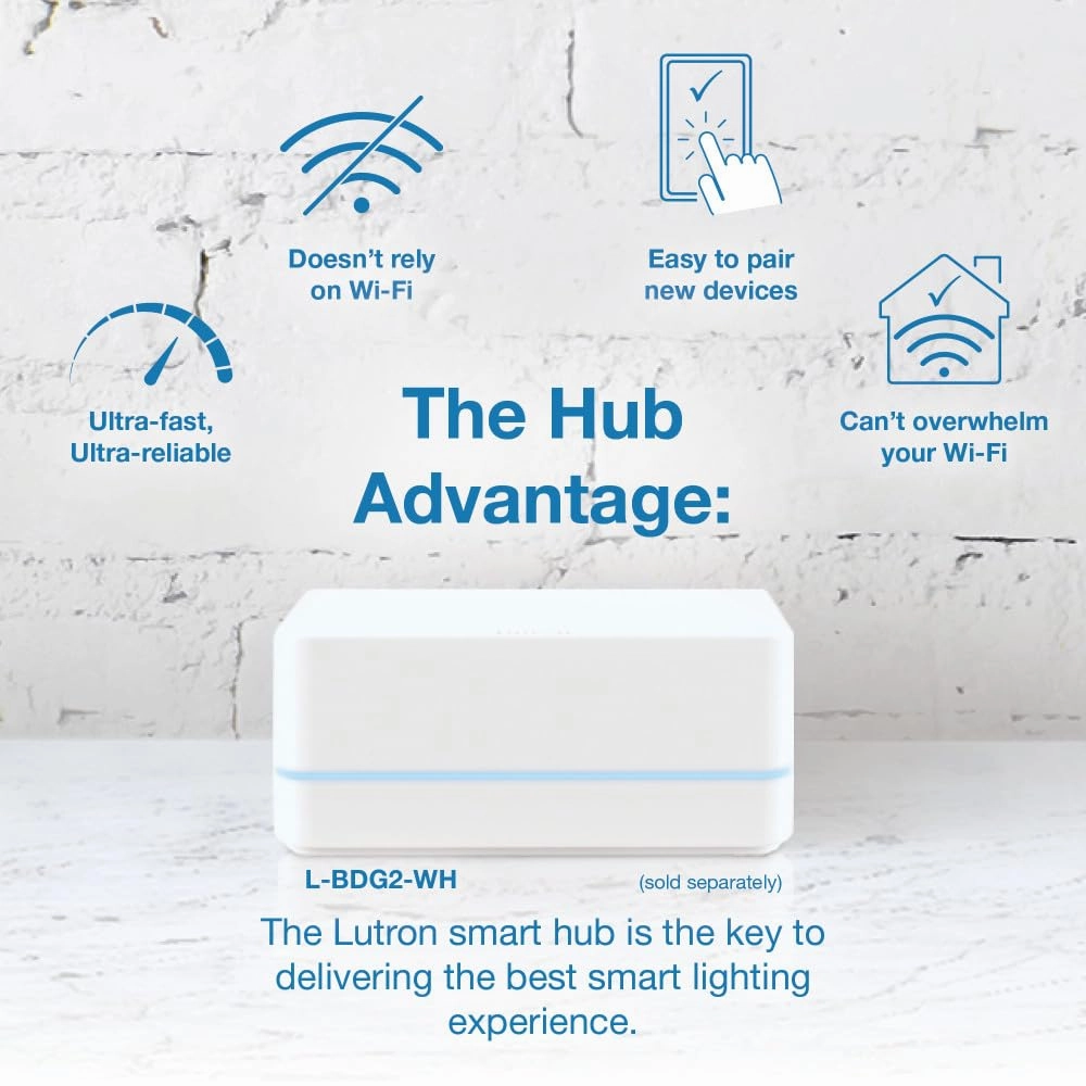 Lutron Claro Smart Switch for Caseta Smart Lighting (Lutron Smart Hub Required), for LED Lights and Fans, 5 Amp, Single-Pole/3-Way, Neutral Required, DVRF-5NS-IV, Ivory