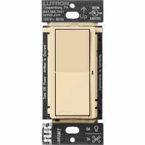 Lutron Claro Smart Switch for Caseta Smart Lighting (Lutron Smart Hub Required), for LED Lights and Fans, 5 Amp, Single-Pole/3-Way, Neutral Required, DVRF-5NS-IV, Ivory