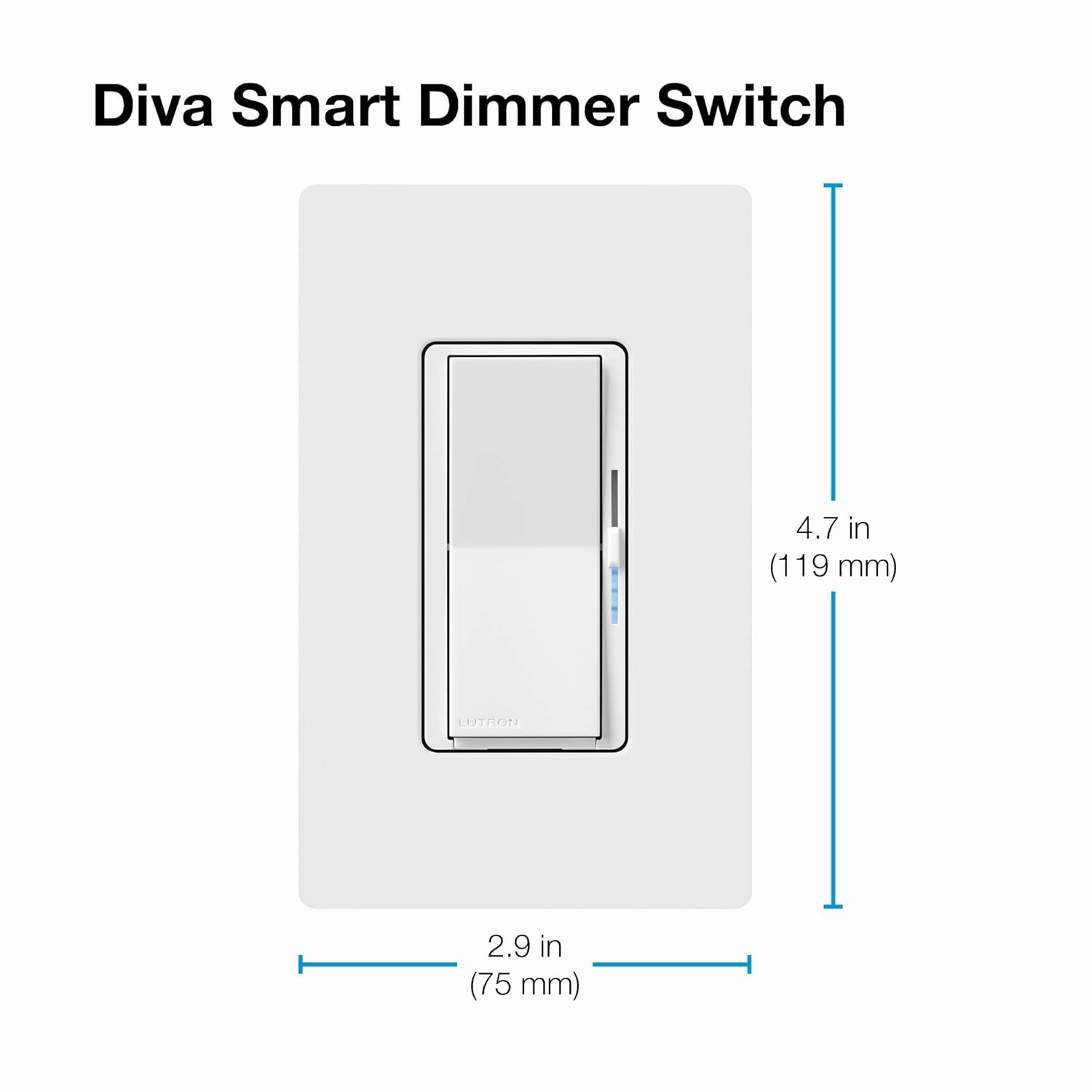 Lutron Diva Smart Dimmer Switch for Caseta Smart Lighting (Lutron Smart Hub Required), for LED Lights, 150 Watt, Single-Pole/3Way, No Neutral Required, DVRF-6LS-WH-2, White, 2 Pack