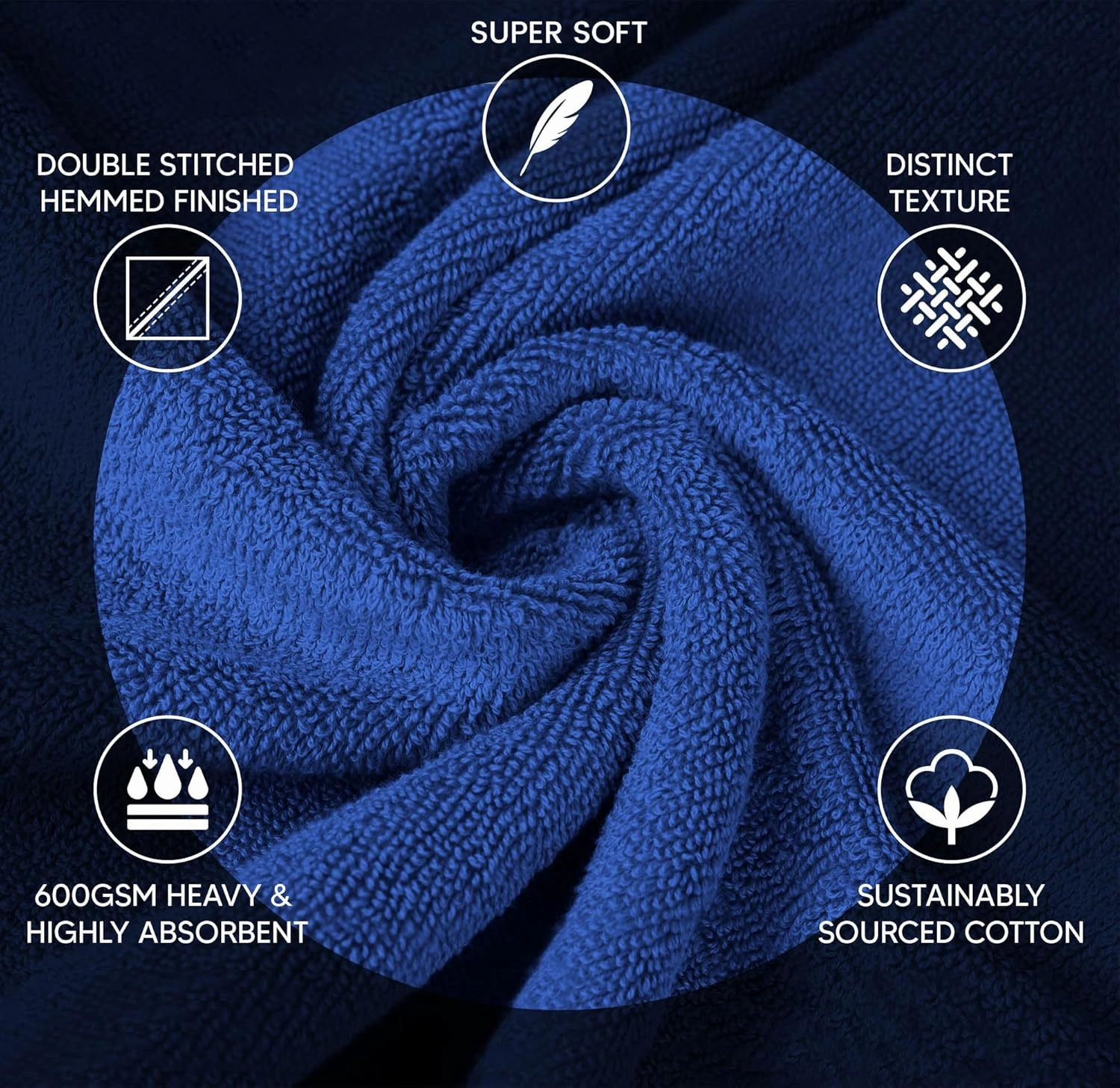 Luxury Hand Towels for Bathroom Set of 4 (16 x 28 Inch) Soft & Absorbent 600GSM Ring Spun Cotton Hand Towel Sets for Bathroom, Gym, Hotel and Spa - Viscose Stripe