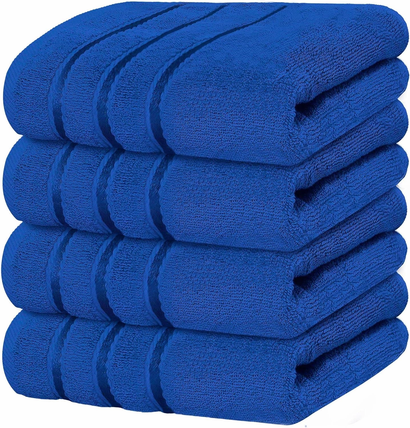 Luxury Hand Towels for Bathroom Set of 4 (16 x 28 Inch) Soft & Absorbent 600GSM Ring Spun Cotton Hand Towel Sets for Bathroom, Gym, Hotel and Spa - Viscose Stripe