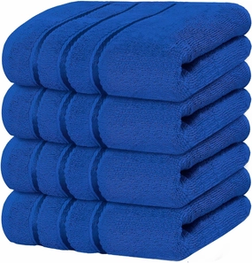 Luxury Hand Towels for Bathroom Set of 4 (16 x 28 Inch) Soft & Absorbent 600GSM Ring Spun Cotton Hand Towel Sets for Bathroom, Gym, Hotel and Spa - Viscose Stripe