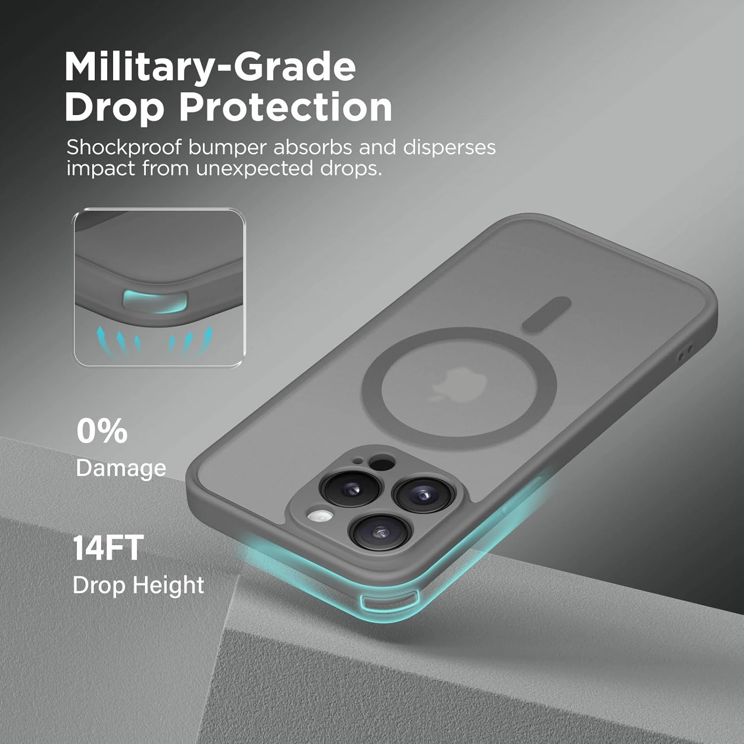 Magnetic for iPhone 13 Pro Case, [Compatible with MagSafe] [Full Camera Protection] Shockproof Protective Slim Translucent Matte Phone Case for iPhone 13 Pro 6.1'', Deep Grey