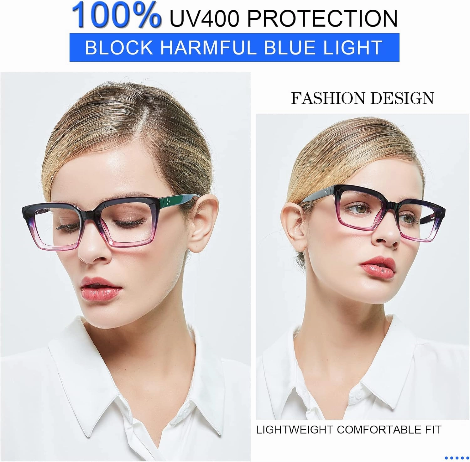 MARE AZZURO Blue Blocking Eyewear Women Computer Glasses Stylish Gaming Eyeglasses Female Purple Frame No Magnification