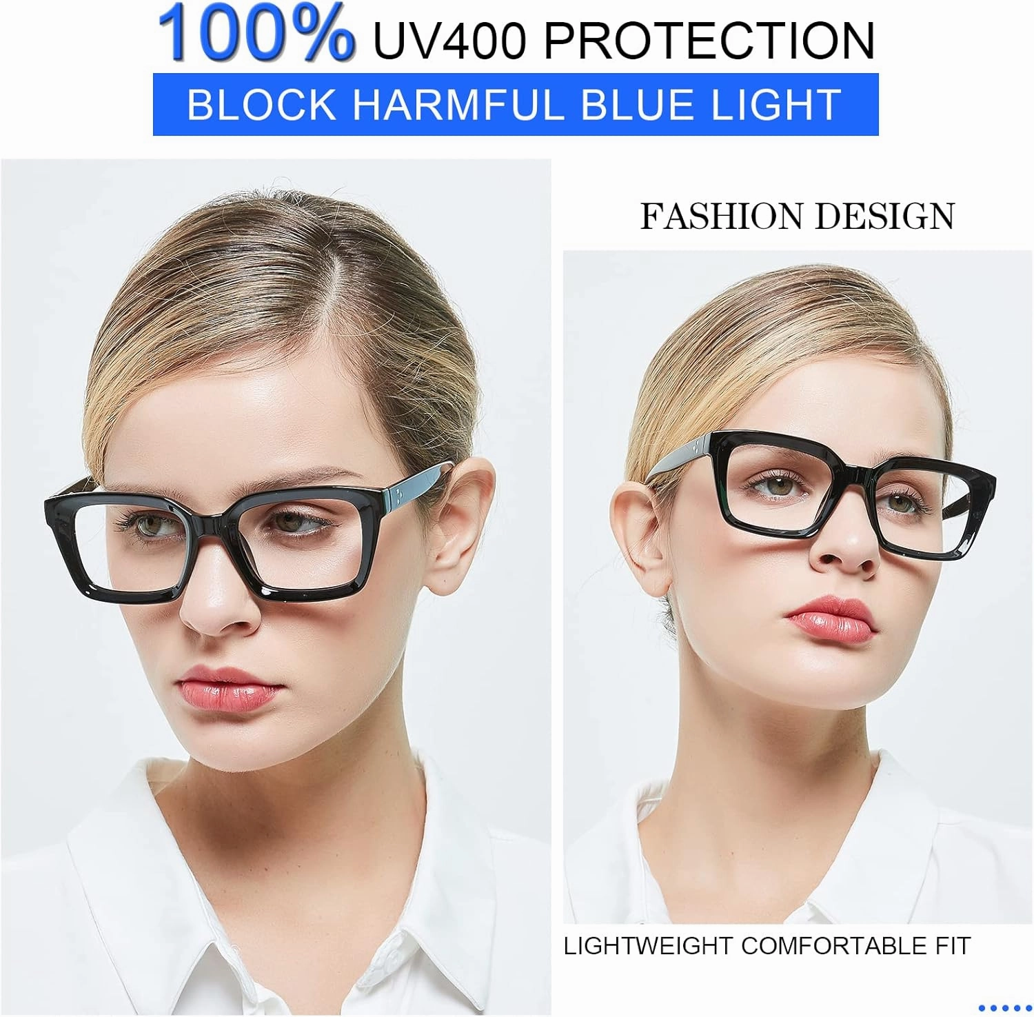 MARE AZZURO Blue Blocking Eyewear Women Stylish Computer Eyeglasses Black Gaming Glasses for Female No Magnification