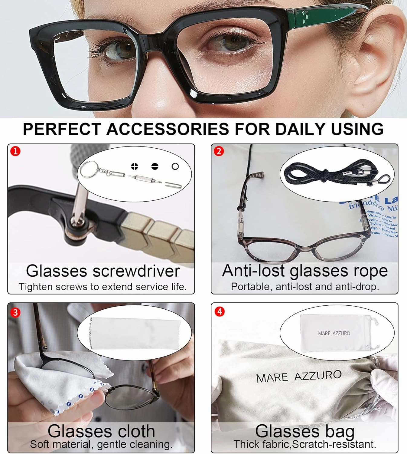 MARE AZZURO Blue Blocking Eyewear Women Stylish Computer Eyeglasses Black Gaming Glasses for Female No Magnification