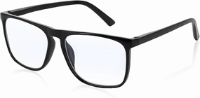 MARE AZZURO Oversized 1.00 Reading Glasses Men Big Square Readers for Large Head 1.0 1.25 1.5 1.75 2.0 2.25 2.5 2.75 3.0 3.5 4.0 5.0 6.0 (Black, 100)