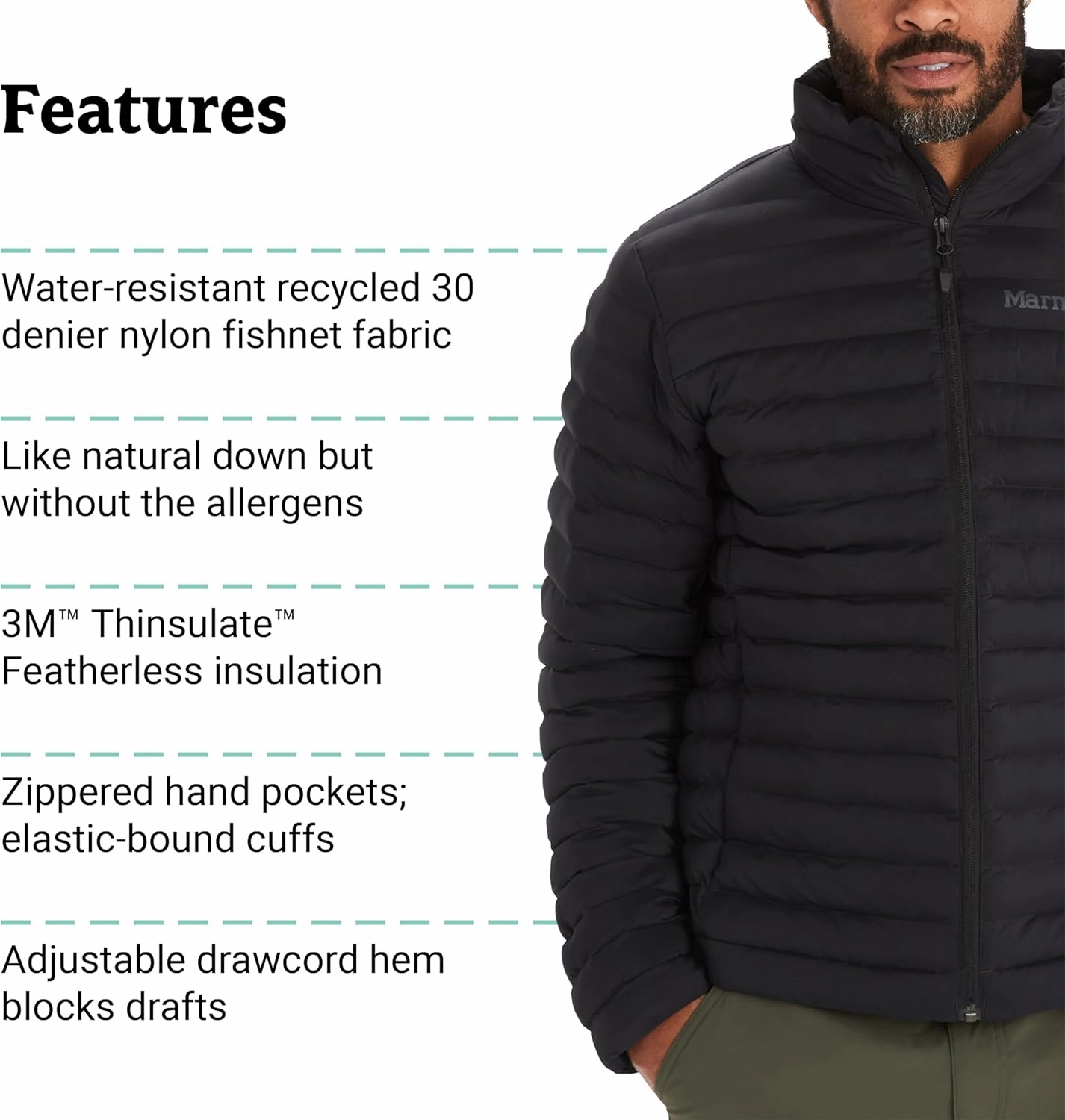 MARMOT Men's Echo Featherless Jacket- Lightweight Down Alternative Puffer Coat