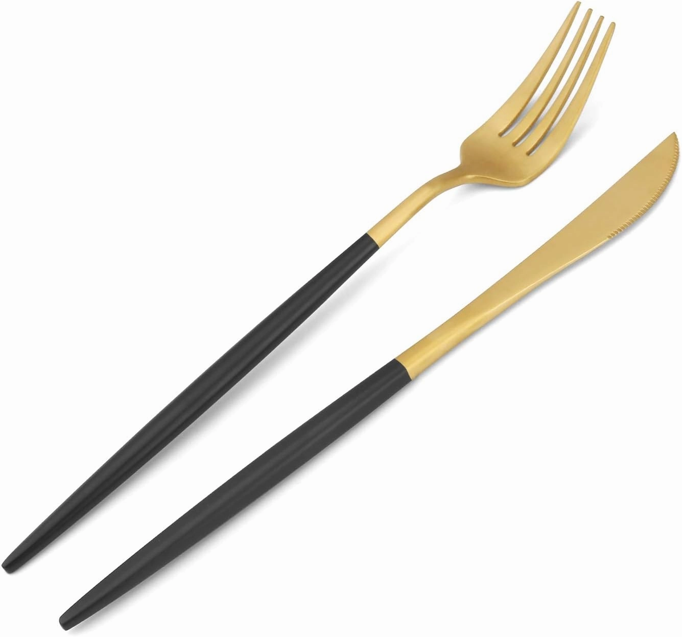 Matte Gold Silverware Set with black handle, Bysta 20-Piece Stainless Steel Flatware Set, Kitchen Utensil Set Service for 4, Tableware Cutlery Set for Home and Restaurant, Dishwasher Safe