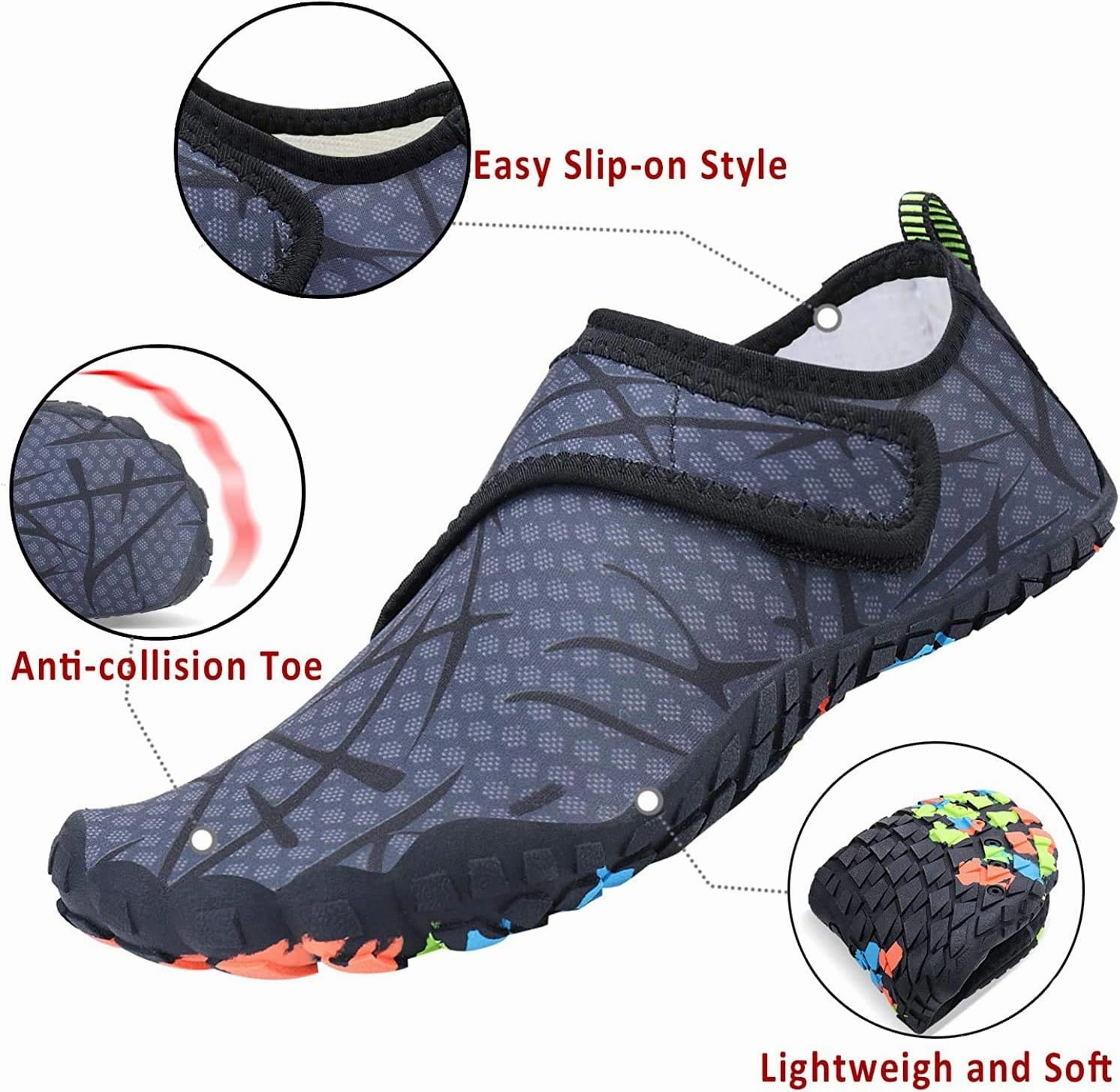 MAYZERO Water Shoes Men Women Swim Surf Shoes Beach Pool Shoes Wide Toe Hiking Aqua Shoes Winter House Slippers