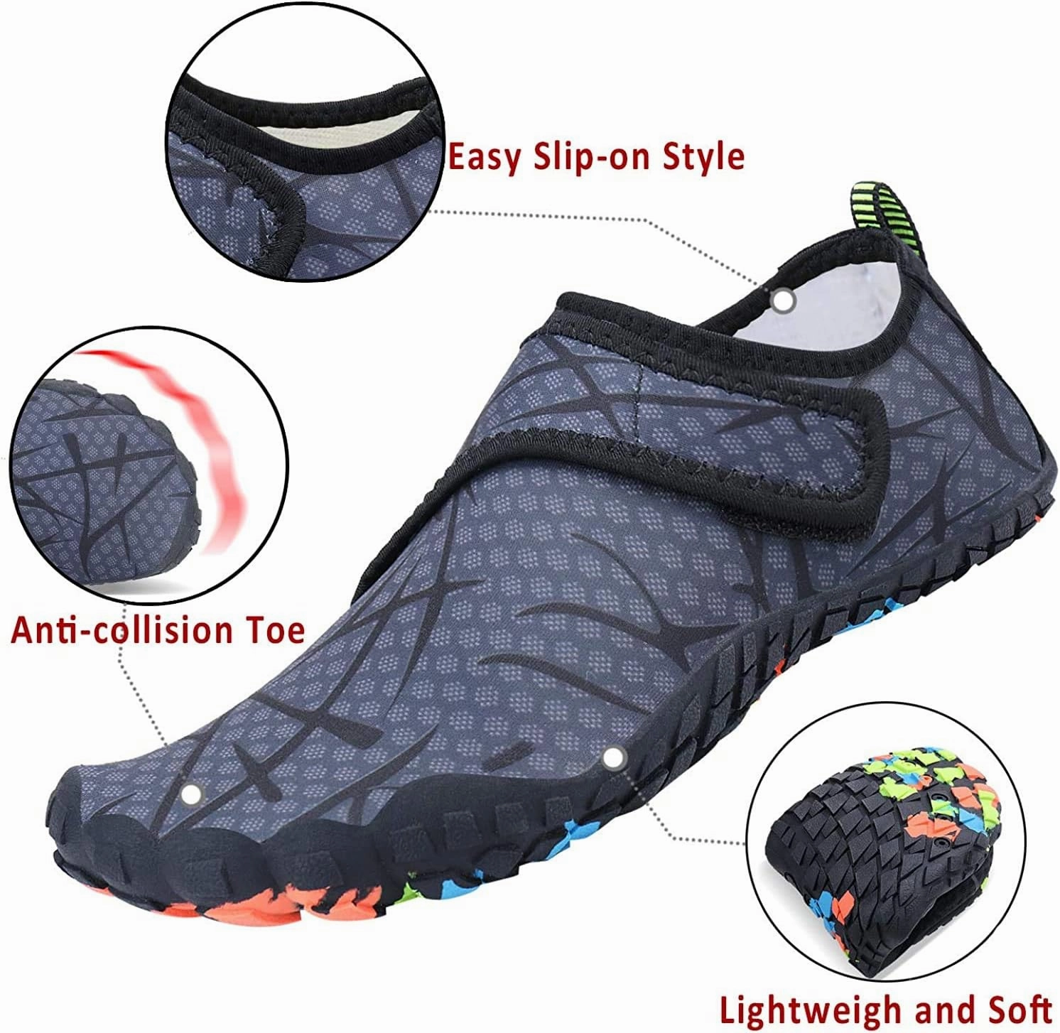 MAYZERO Water Shoes Men Women Swim Surf Shoes Beach Pool Shoes Wide Toe Hiking Aqua Shoes Winter House Slippers