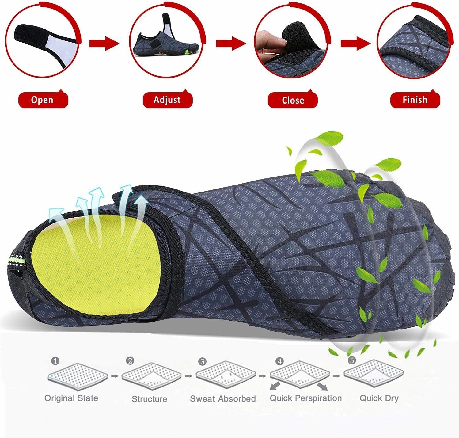 MAYZERO Water Shoes Men Women Swim Surf Shoes Beach Pool Shoes Wide Toe Hiking Aqua Shoes Winter House Slippers