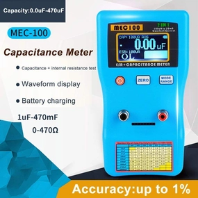 MEC-100 Capacitor Automatic Range Capacitance ESR Meter Tester w/Kelvin Clip