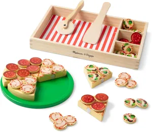 Melissa & Doug Pizza Party Wooden Pretend Play Food Set With 36 Toppings, Preschool Toy Pretend Food, Play Wooden Pizza And Cutter, Toy For Kids Ages 3 