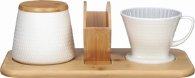 Melitta Artisan Porcelain Pour-Over Coffeemaker and Canister Set, Two Tone Oyster Gray