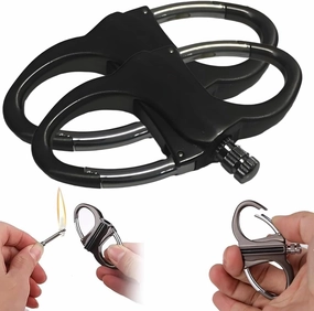 Metal Keychain Lighter, Lighter Match Hidden in Key Chain，Reusable Permanent Match Keychains，2025 New Portable Mini Waterproof Fire Starter Key Ring for Outdoor, Hunting, Traveling (Black, 2PCS)