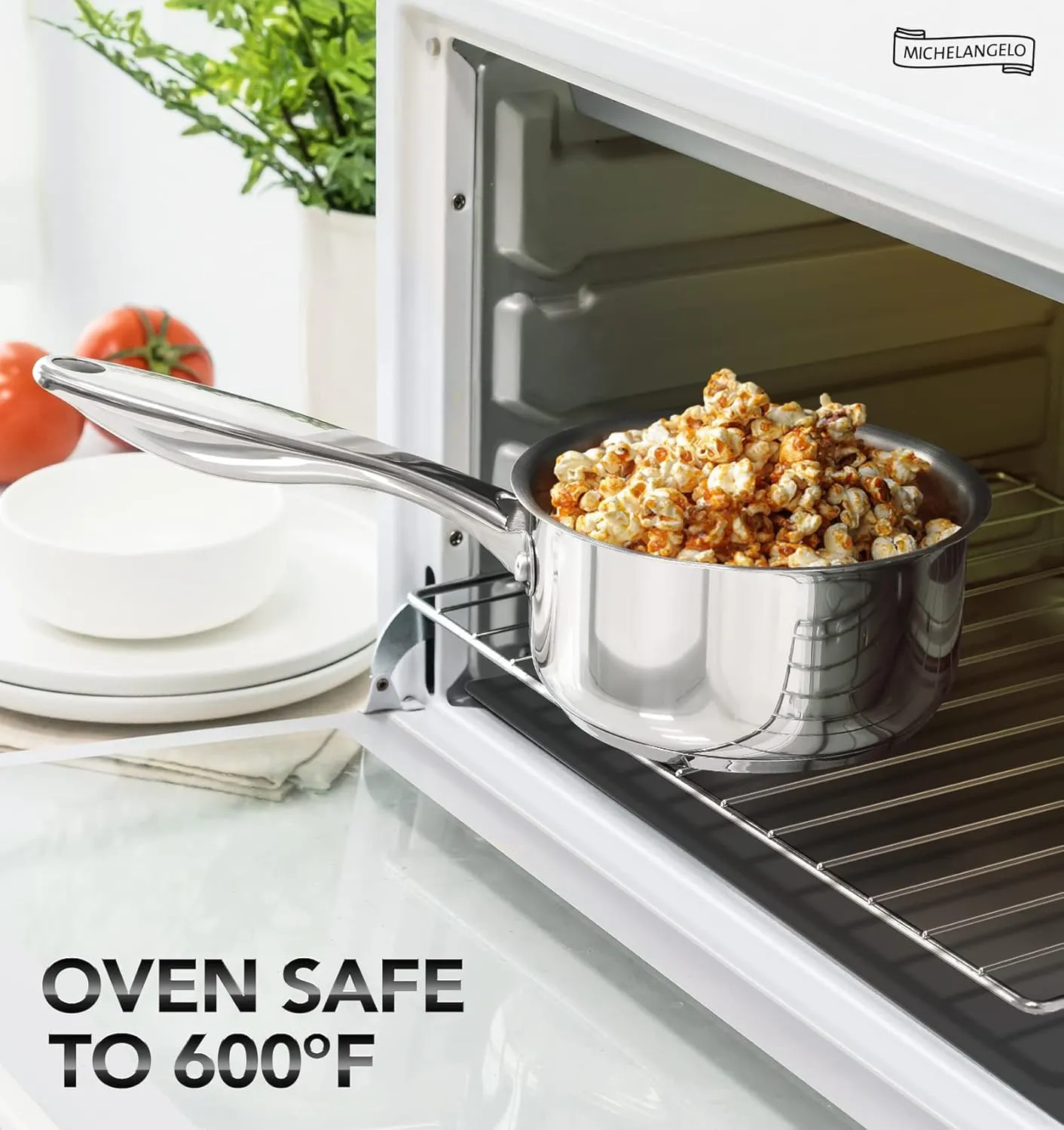 MICHELANGELO Stainless Steel Saucepan Set 1Qt & 2Qt, Premium German Technology Sauce Pans 2 Piece, 18/10 Stainless Steel Sauce Pan Set, Induction Compatible