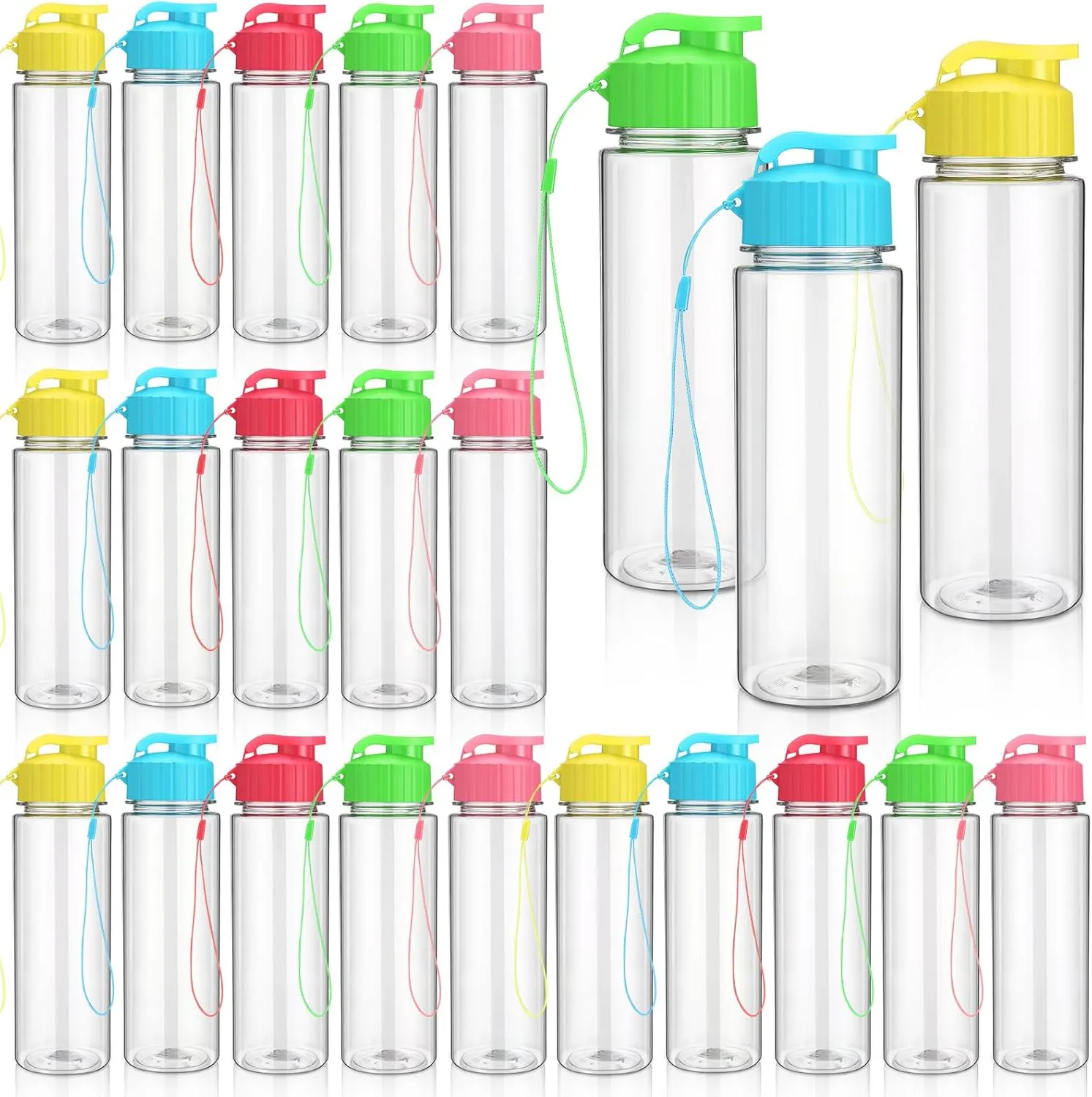 Mifoci 20 Pieces Water Bottle Bulk 17 oz Plastic Water Bottles Bulk Gym Sports Adults Reusable Large Bottles with Leak Proof Flip Top for Party Outdoor(Stylish Colors)