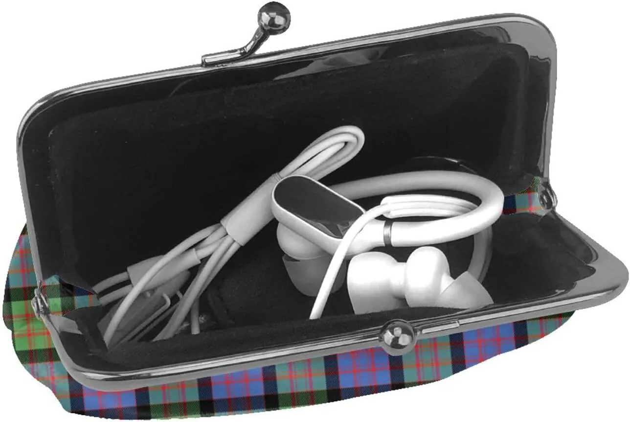 Mini PU Leather Change Purse MacDonald Ancient Tartan Coin Purses Wallet with Clasp Pouch