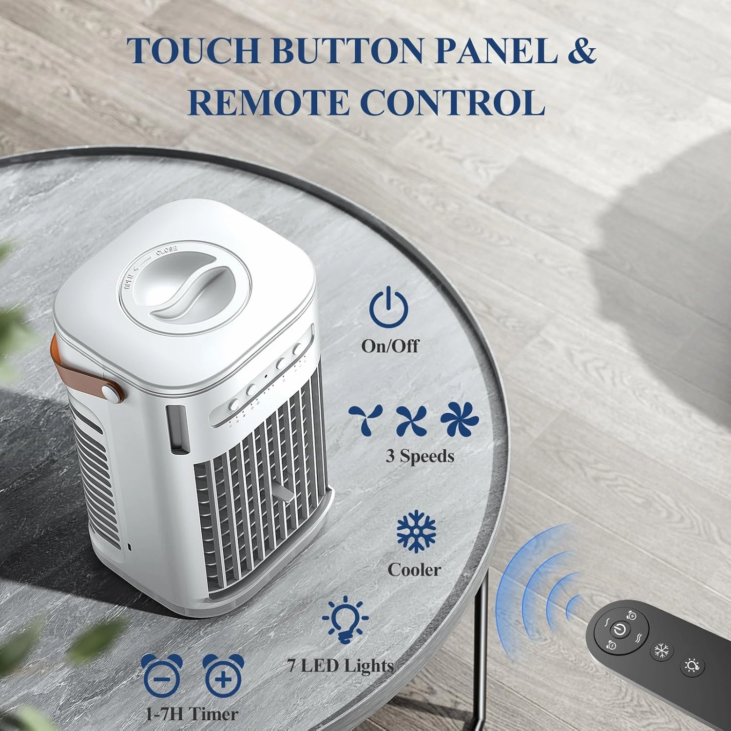 Mini Air Conditioner, Portable Air Conditioners w/Remote, USB Charging, 1.2L Water Tank & 2 Ice Boxes, Auto-off Timer, Evaporative Air Cooler With 3Speeds, Desktop Personal Fan For HomeOutdoors