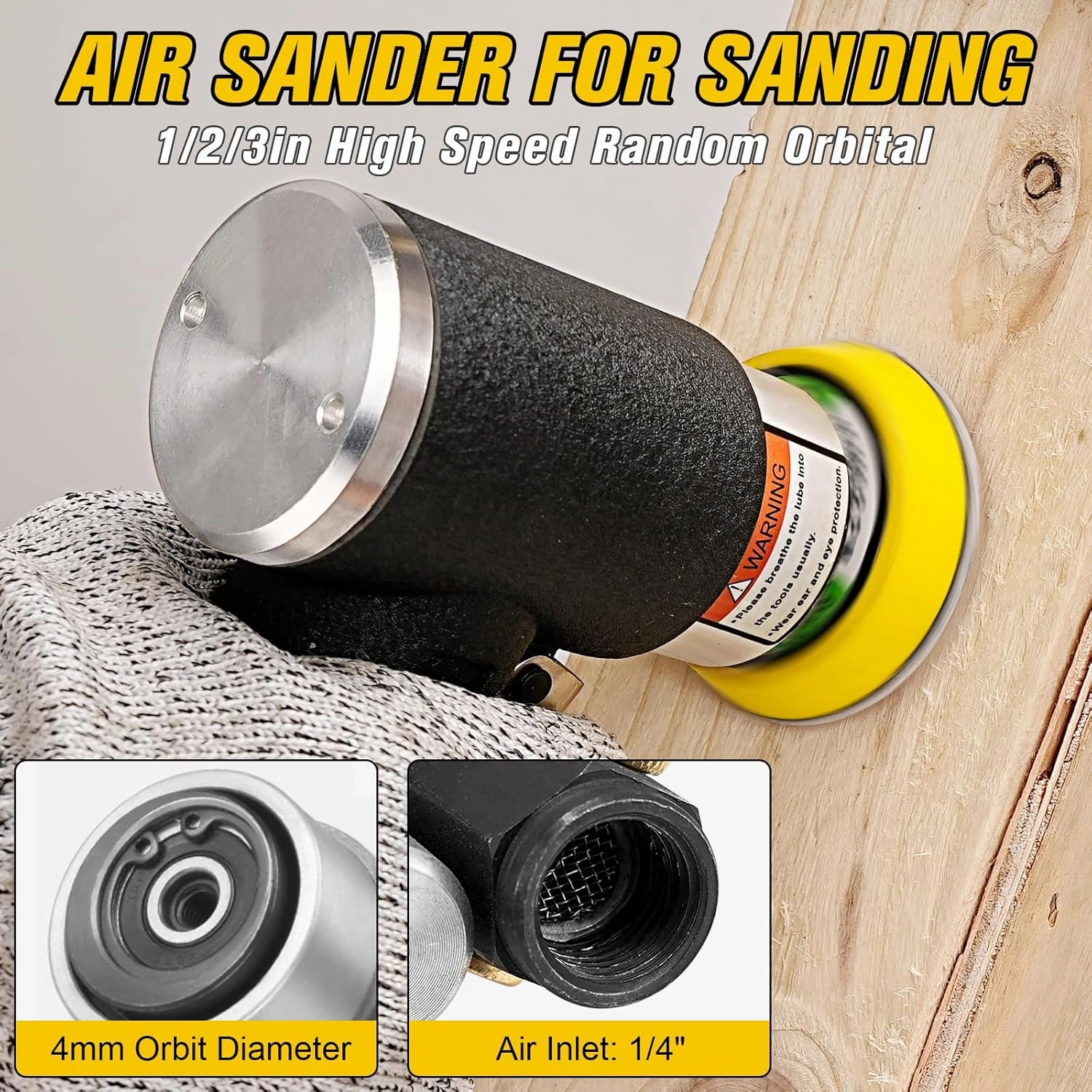Mini Air Sander 1/2/3 Inch Pneumatic Small Orbital Sander for Auto Body Work, Mini Polisher with 45PCS Sanding Discs   3PCS Backing Pads