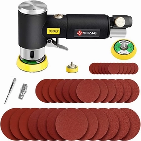 Mini Air Sander 1/2/3 Inch Pneumatic Small Orbital Sander for Auto Body Work, Mini Polisher with 45PCS Sanding Discs   3PCS Backing Pads