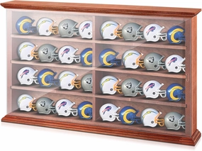 Mini Helmet Display Case Cabinet Holders Wall Mount Rack for Football Baseball Helmet, Natural Wood Frame with Clear Acrylic Door UV Protection, 21.5 x 13 x 3 Inches(Cherry)
