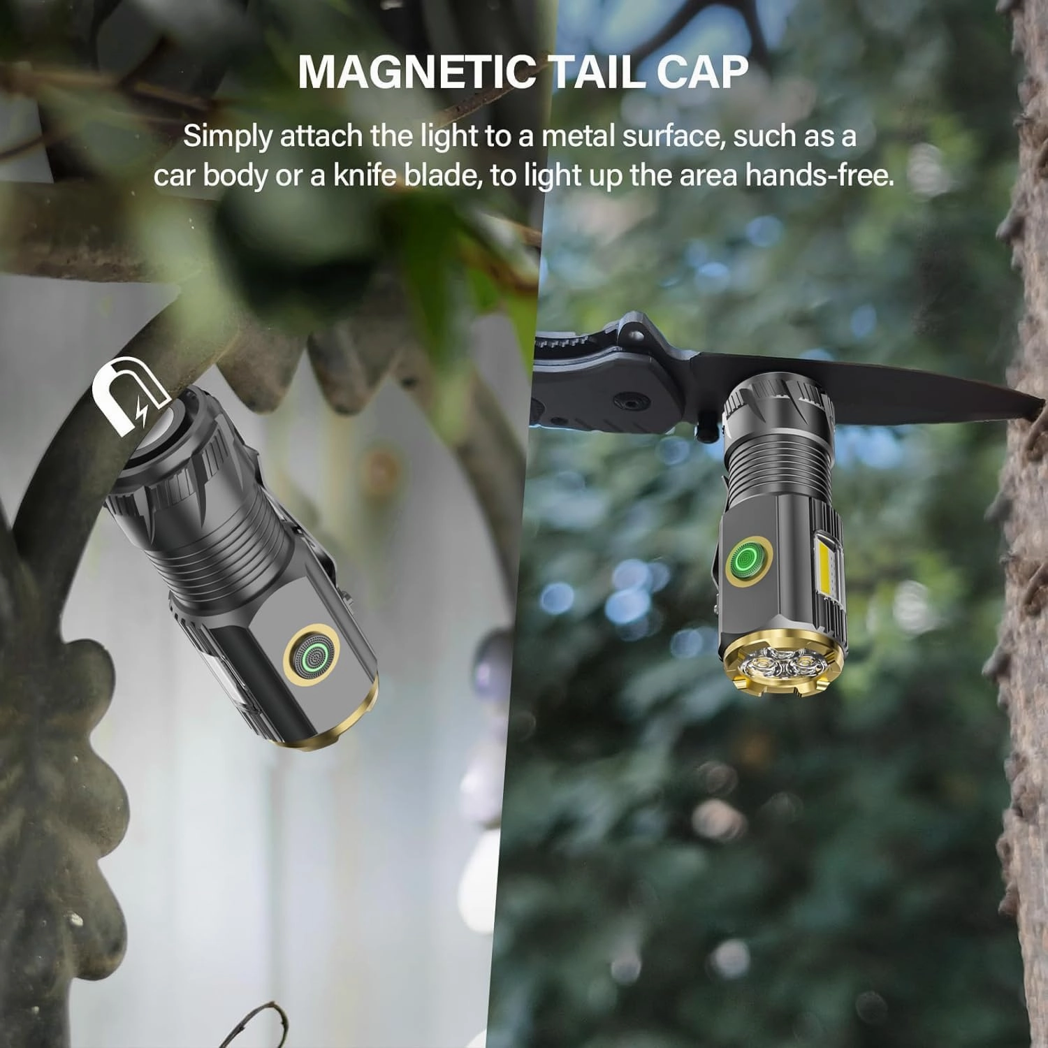 Mini LED Flashlight with Magnetic Base and Side Clip, 6 Modes, high Brightness Small Flashlight, IPX6 Waterproof, is The Best Small Flashlight for Camping, Travel, and Emergency situations