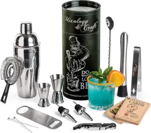 Mixology & Craft Bartender Kit: 14-Piece Cocktail Shaker Set - Bar Tool Set for Home and Professional Bartending - Martini Shaker Set with Drink Mixing Bar Tools - Exclusive Cocktail Recipes Bonus