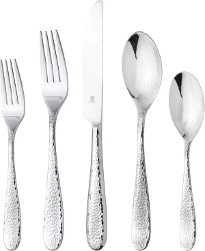 Modern Fidenza Hammered Silverware Set - 18/10 Stainless Steel Flatware Set for Elegant Dining - Dishwasher Safe Cutlery Set (30-Piece)