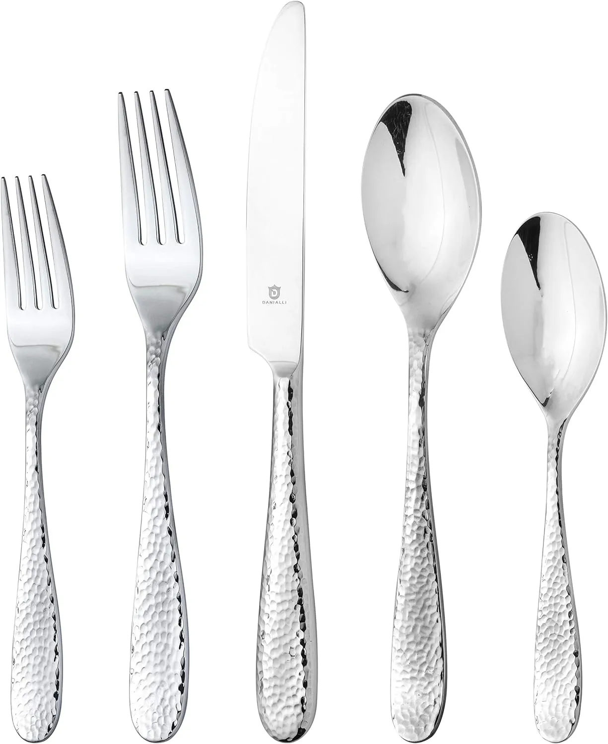 Modern Fidenza Hammered Silverware Set - 18/10 Stainless Steel Flatware Set for Elegant Dining - Dishwasher Safe Cutlery Set (30-Piece)