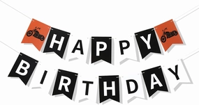 Motorcycle Birthday Banner - Harley Inspired Birthday Banner, Harley Party Decor, Motorcycle Party Decor