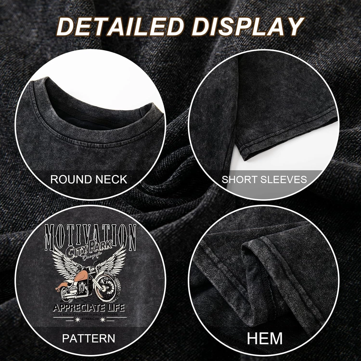Motorcycle Cropped Graphic Vintage Tees for Women Y2k Aesthetic Baggy Crop Top Acid Wash Motivation T Shirt Trendy