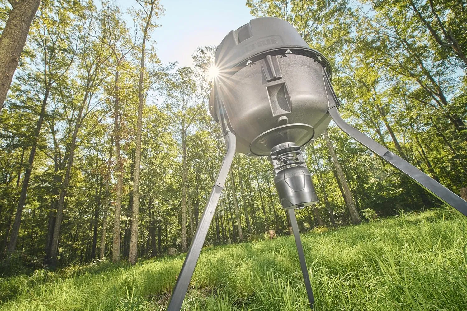 Moultrie 30-Gallon Deer Feeder Tripod Quick-Lock Hopper System - Digital Timer Control - 200 lb Feed Capacity - Durable Polymer Build - Metal Spin Plate
