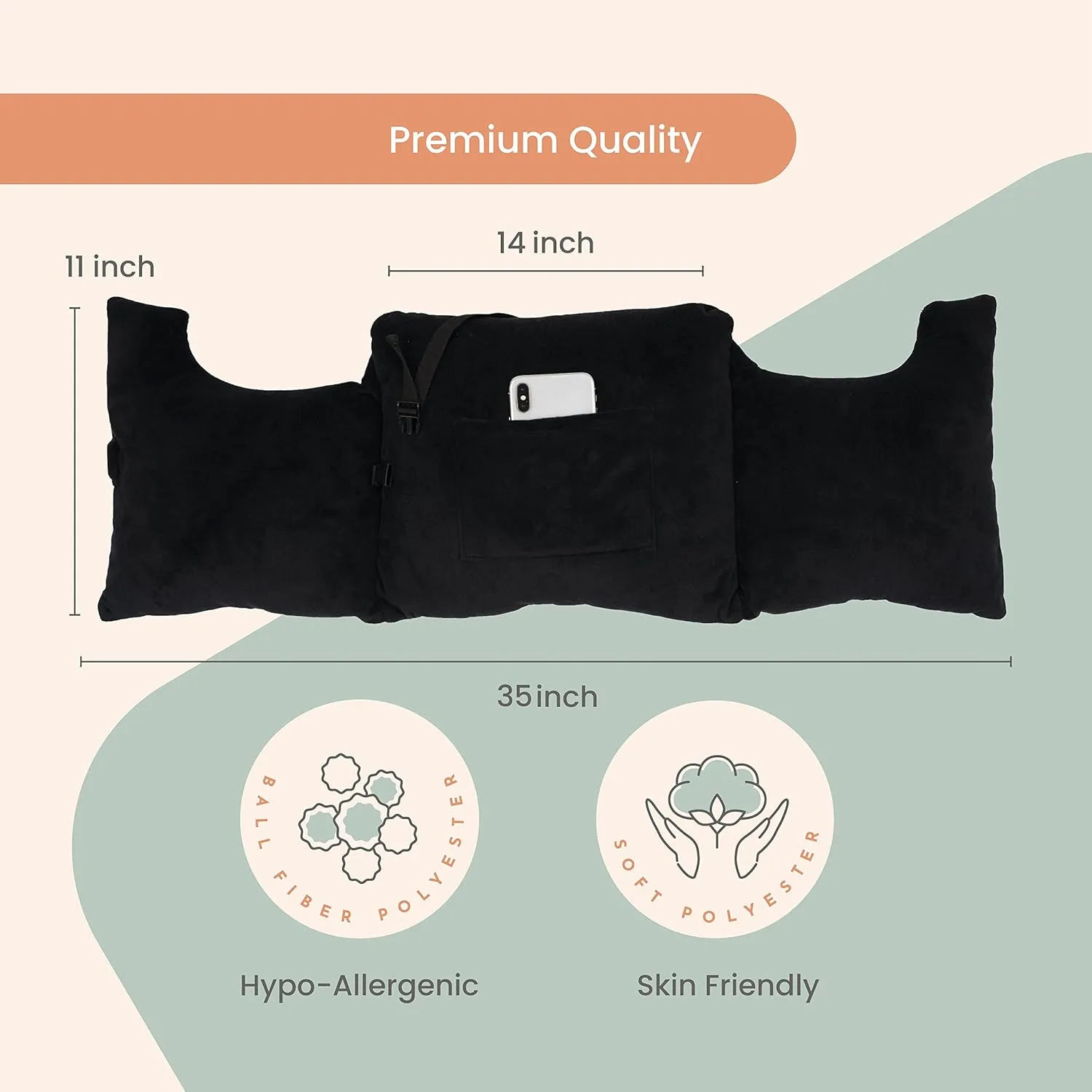 MOYOAMA Post Mastectomy Pillow - Recovery After Breast Cancer Surgery, Breast Augmentation - Lightweight Post Surgery Pillow with 4 Built-in Pockets to Support Healing - Breast Cancer Gifts for Women