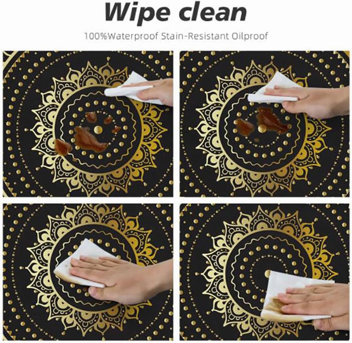 Multicolor Tablecloth Pads for Round Tables Circle Dimensional Ring Forms Fitted Round Tablecloth with Elastic Edge Spill Oil-Proof Waterproof Fit for 40"-43" Diameter Table Geometric
