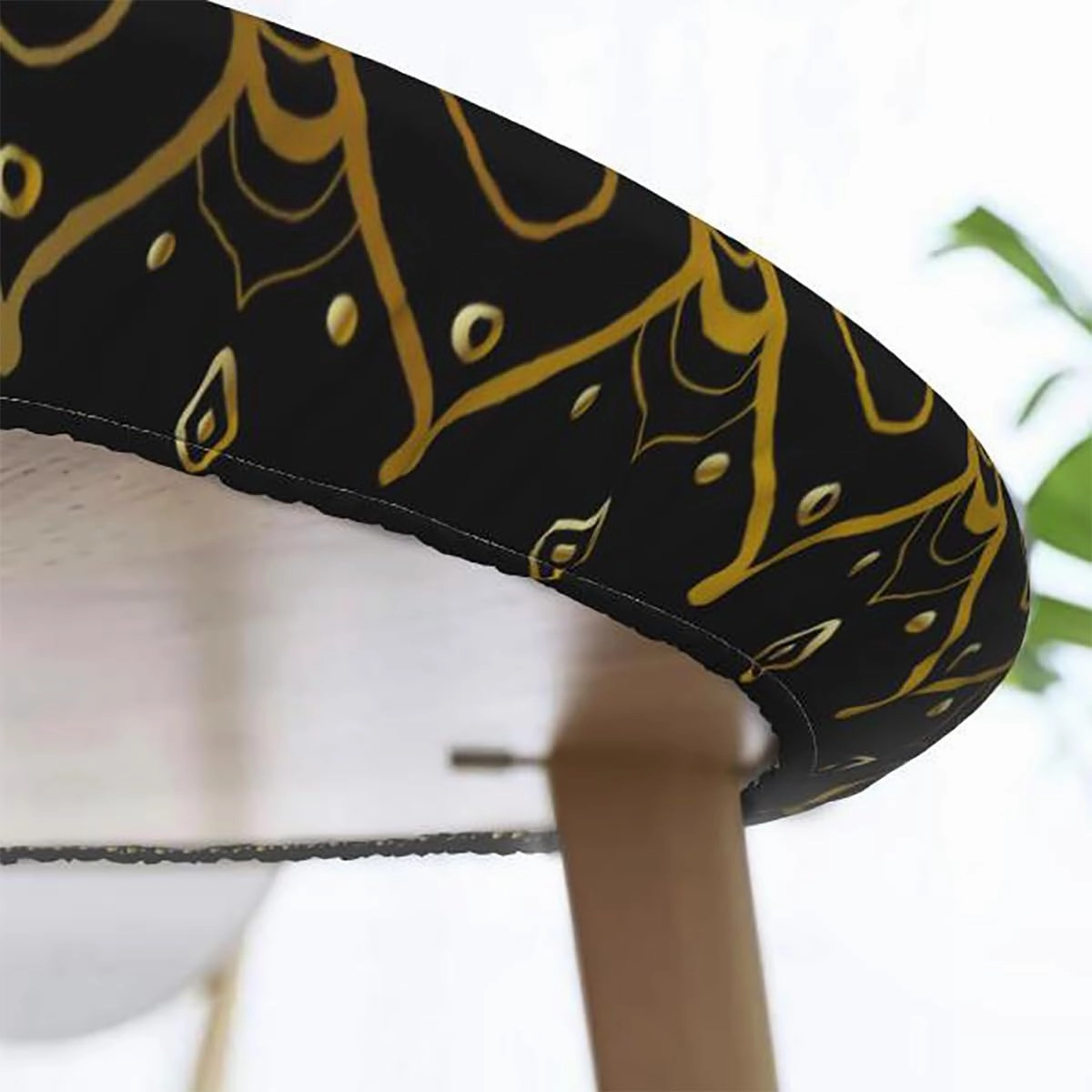 Multicolor Tablecloth Pads for Round Tables Circle Dimensional Ring Forms Fitted Round Tablecloth with Elastic Edge Spill Oil-Proof Waterproof Fit for 40"-43" Diameter Table Geometric