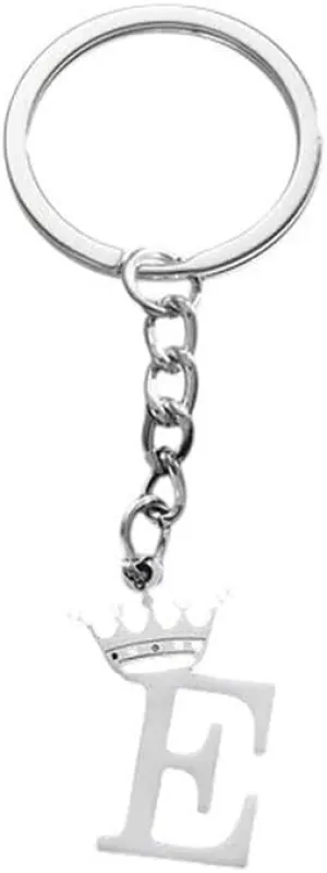 New 2026 Arrive Unisex Simple Stainless Steel Crown 26 Letters Key Chain For Women Personality Metal Initial Alphabet Keyring Car Handbag Pendant Gifts Jewelry Fashion Trendy Accessories Gift And Men